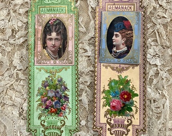 1875  Almanack book mark , Victorian calendar booklet