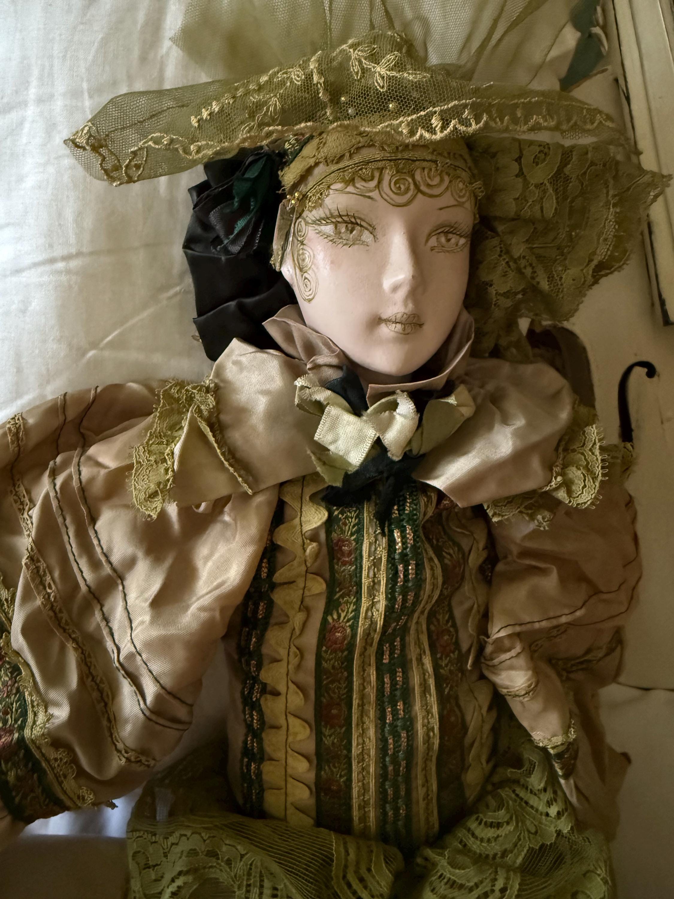 Ancienne Poupée Boudoir En Chiffon Et Porcelaine - Époque 19ème Siècle