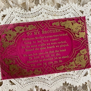 Tarjeta de afecto con encaje de papel antiguo 'A mi hermano' Tarjeta de encaje en relieve