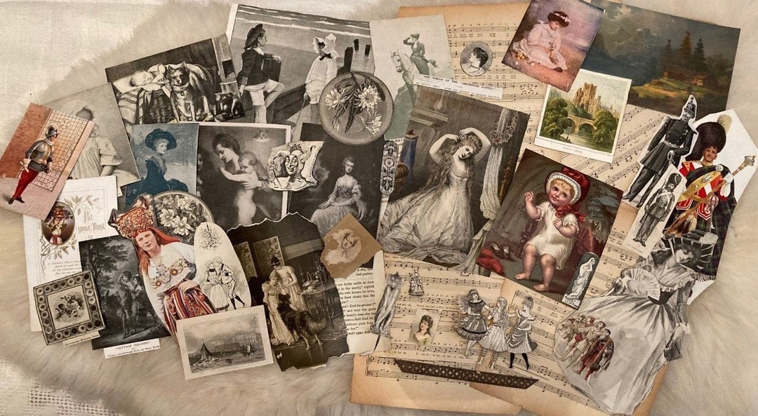 Large Antique Paper Ephemera Pack, Journal Kit ,antique Scraps Ephemera