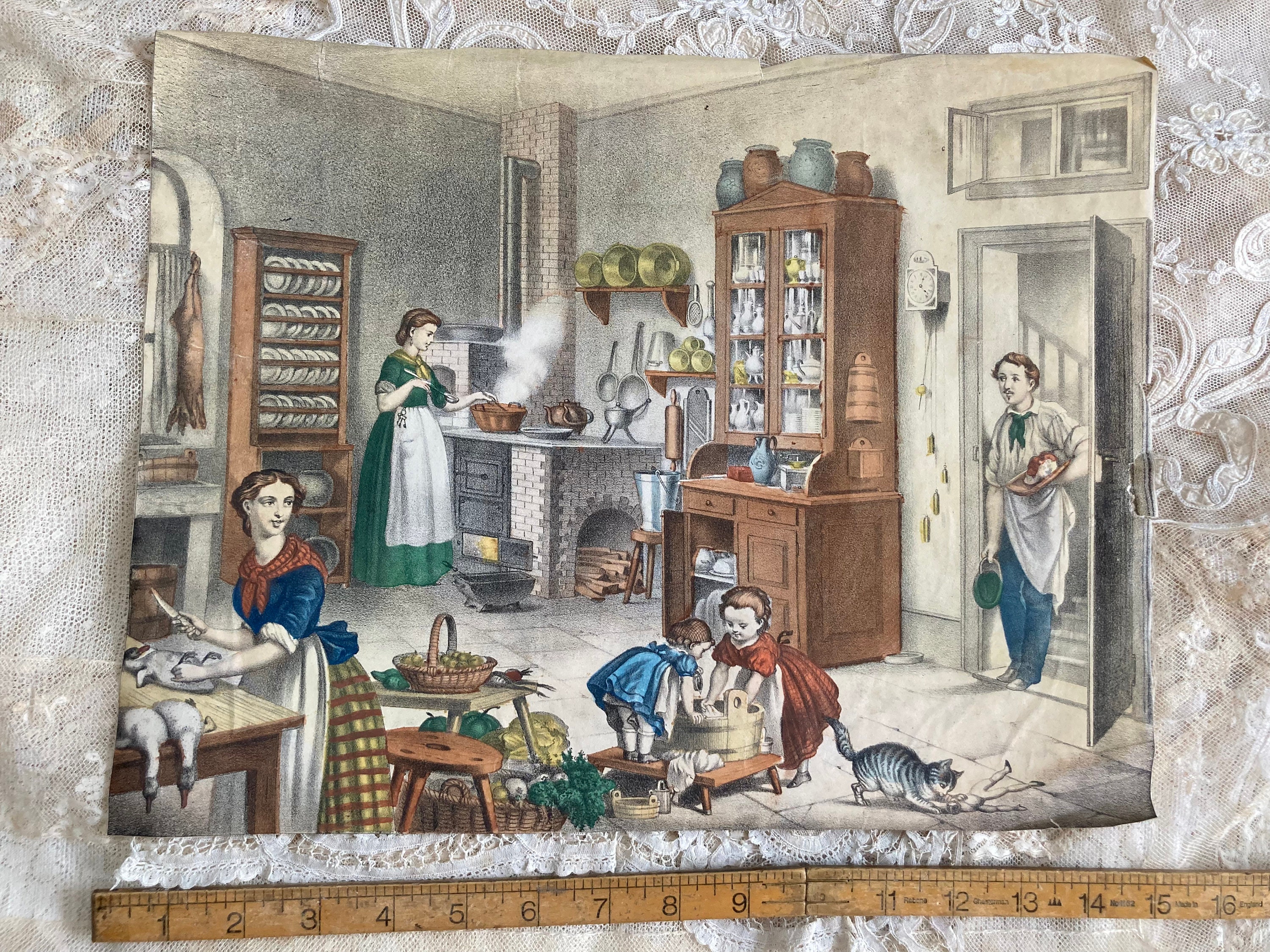 19世紀の1800年代の絵画、アンティークのデコパージュ絵画、 - Etsy 日本