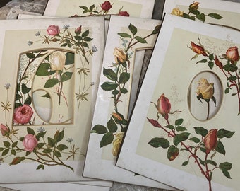 Beautiful Nineteenth Century florals Cabinet Cards, Victorian Photo Album Pages, Victorian Floral Frames