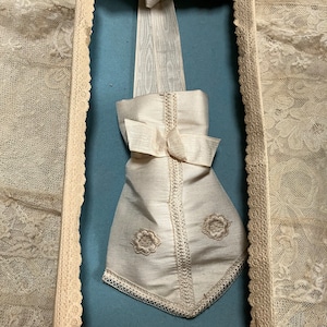 Antike viktorianische Seide Kommuniontasche, Boudoirdekoration