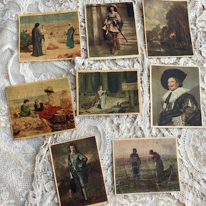 Retratos antiguos de antiguos maestros italianos, elaboración de cuadros en miniatura para casas de muñecas, restos de retratos en lienzo vintage, grupo 3