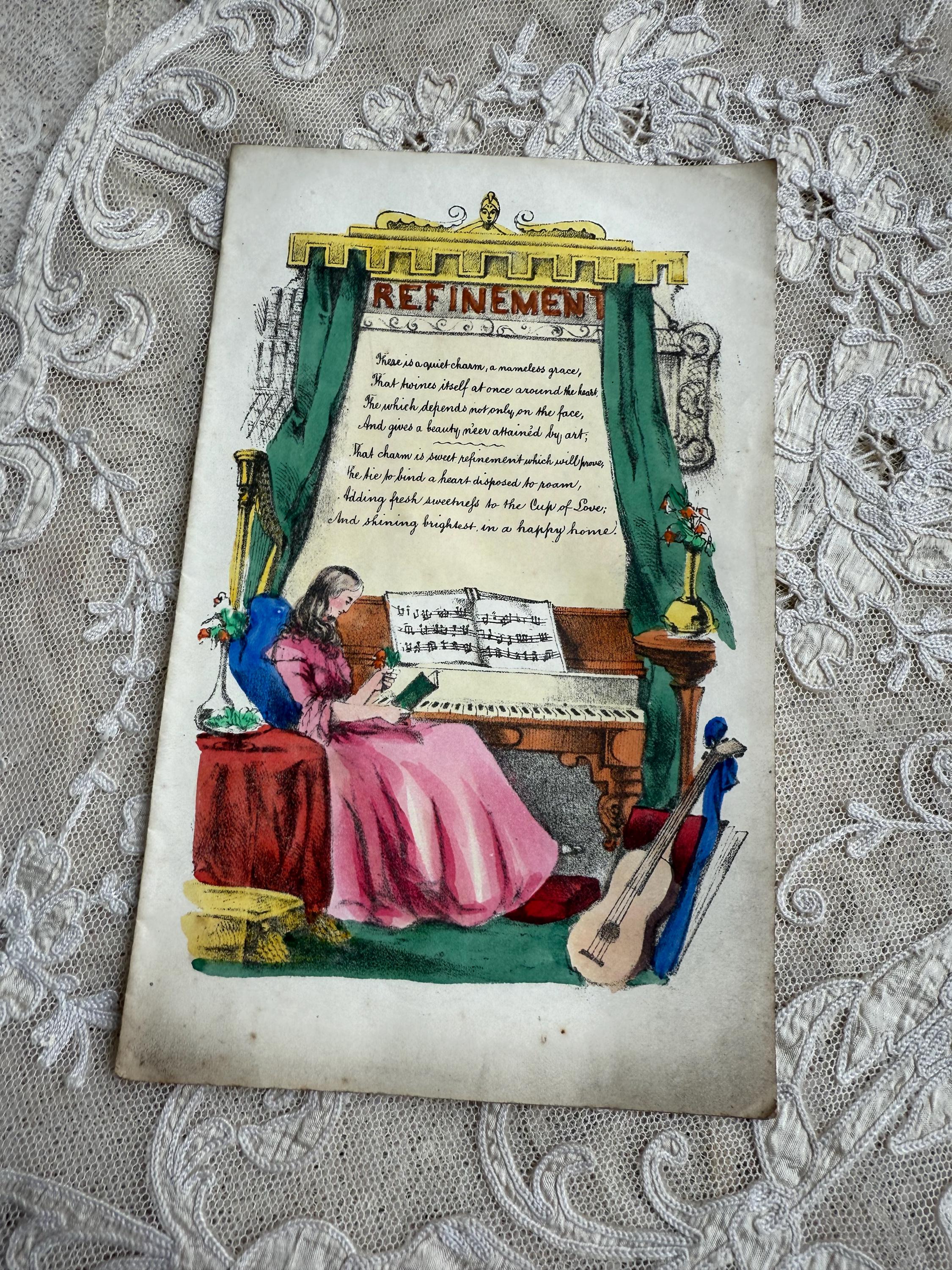 Nineteenth Century Valentine With Hand Coloured Centre Picture