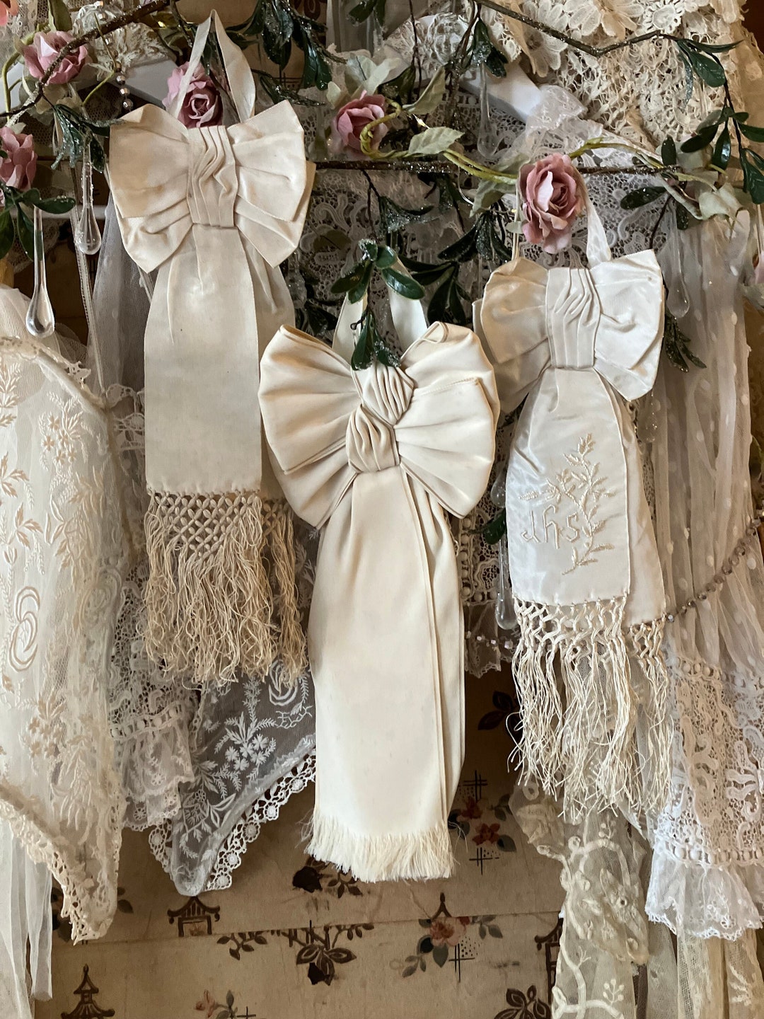 Victorian Religious Large Oyster Moire Silk Bows That Would Etsy UK