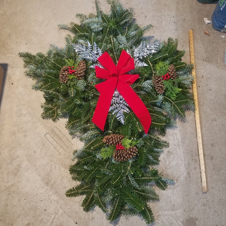 Fresh Natural Christmas Grave Blanket Cross Etsy