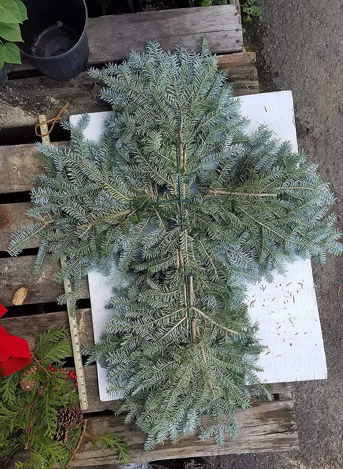 Fresh Natural Christmas Grave Blanket Cross Etsy