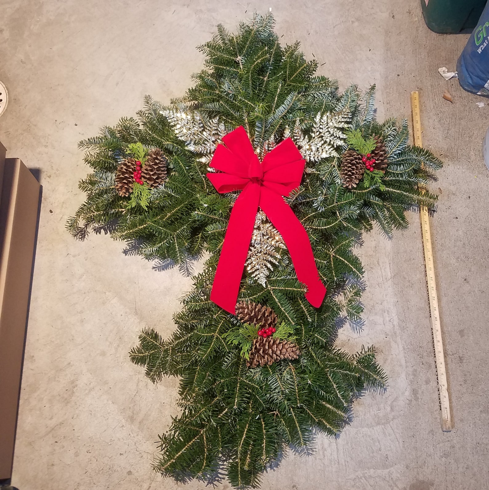 Fresh Natural Christmas Grave Blanket Cross Etsy