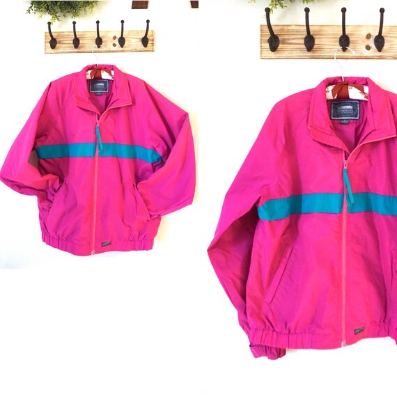 Hot Pink and Green Windbreaker | Vintage Sierra Sport Jacket | Ski Jacket
