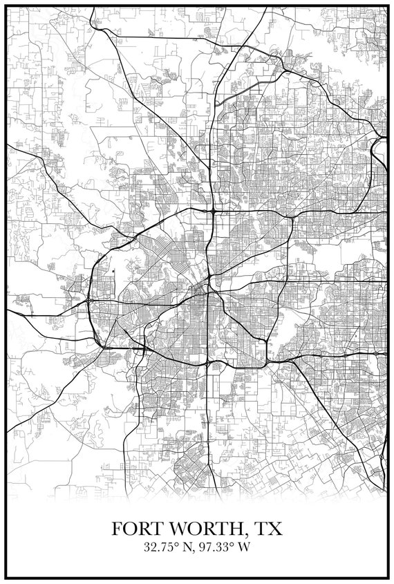 Fort Worth Texas Maps | Etsy