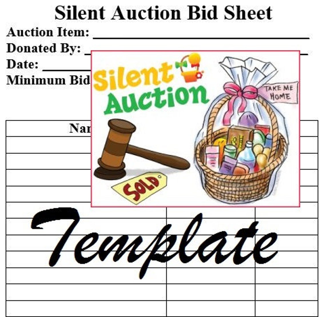 Silent Auction Bundle Template Happy Bidding Etsy