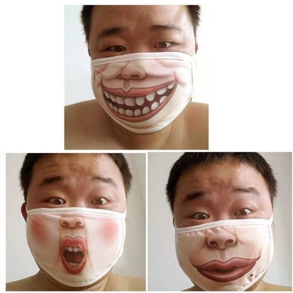 Set of 3 Smiley Funny Face Mask FAST SHIPPING