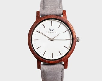 CWA watch wooden watch Tofino rosewood gray wood leather strap stainless steel watch wristwatch women unisex