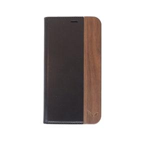 CWA Flip Case Custodia in legno per iPhone x / xs Legno Uomo Donne Legno di noce unisex