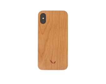 CWA mobiele telefoonhoes houten hoes voor iPhone X/Xs hout heren dames unisex kersenhout