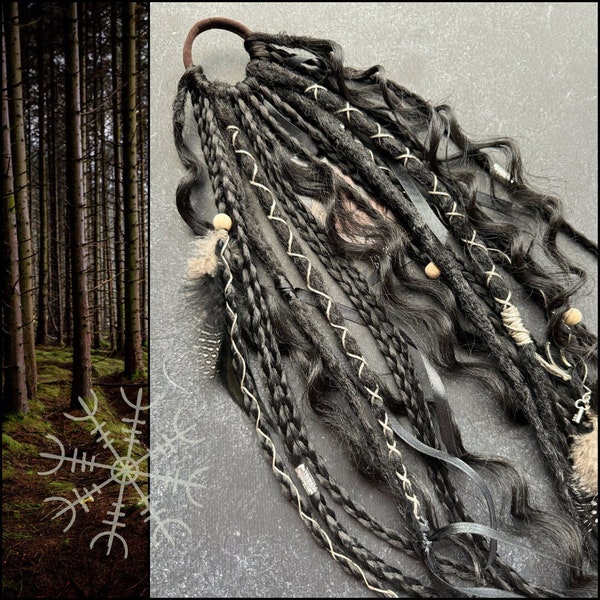 YEN Dreads on hairband Dark Brown Black |Locks Dreadlocks | Ponytail hair Natural Brown witchy forest hair extension Boho Goth Witcher