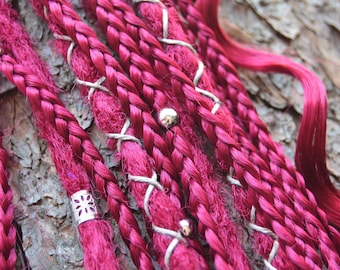 Dreads on elastic band Ginger Ombre| Crochet Dreadlocks | Synthetic set | Braids Red Pink Bright Neon Rose Colorful witchy gift handmade