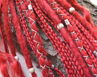 Dreads on elastic band Ginger Ombre| Crochet Dreadlocks | Synthetic set | Braids Red Bright Neon Ariel witchy gift handmade