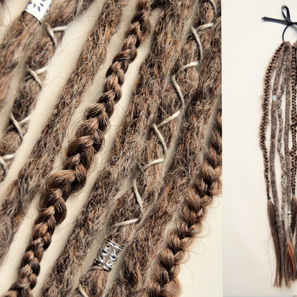 Dreads on hairband Boho Native | Crochet Dreadlocks | Synthetic set | Natural color Brown bronze natural witchy forest hair extension