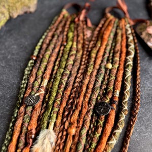 GREEN GINGER | Dreads on hairband | Crochet Dreadlocks | Sythetic set | Forest Witch Green Ginger Orange Red FairyHippie Boho Larp Ponytail