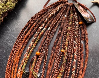 Dreads on elastic band Ginger Ombre| Crochet Dreadlocks | Synthetic set | Braids Red Chestnut natural look foxy witchy gift handmade