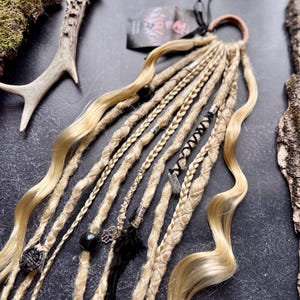Dreads on elasticband | Crochet Dreadlocks | Synthetic set Curl Wave Braids| Natural color SE blonde platinum gift festival hair extensions