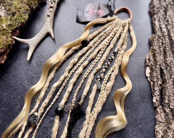 Dreads on elasticband | Crochet Dreadlocks | Synthetic set Curl Wave Braids| Natural color SE blonde platinum gift festival hair extensions