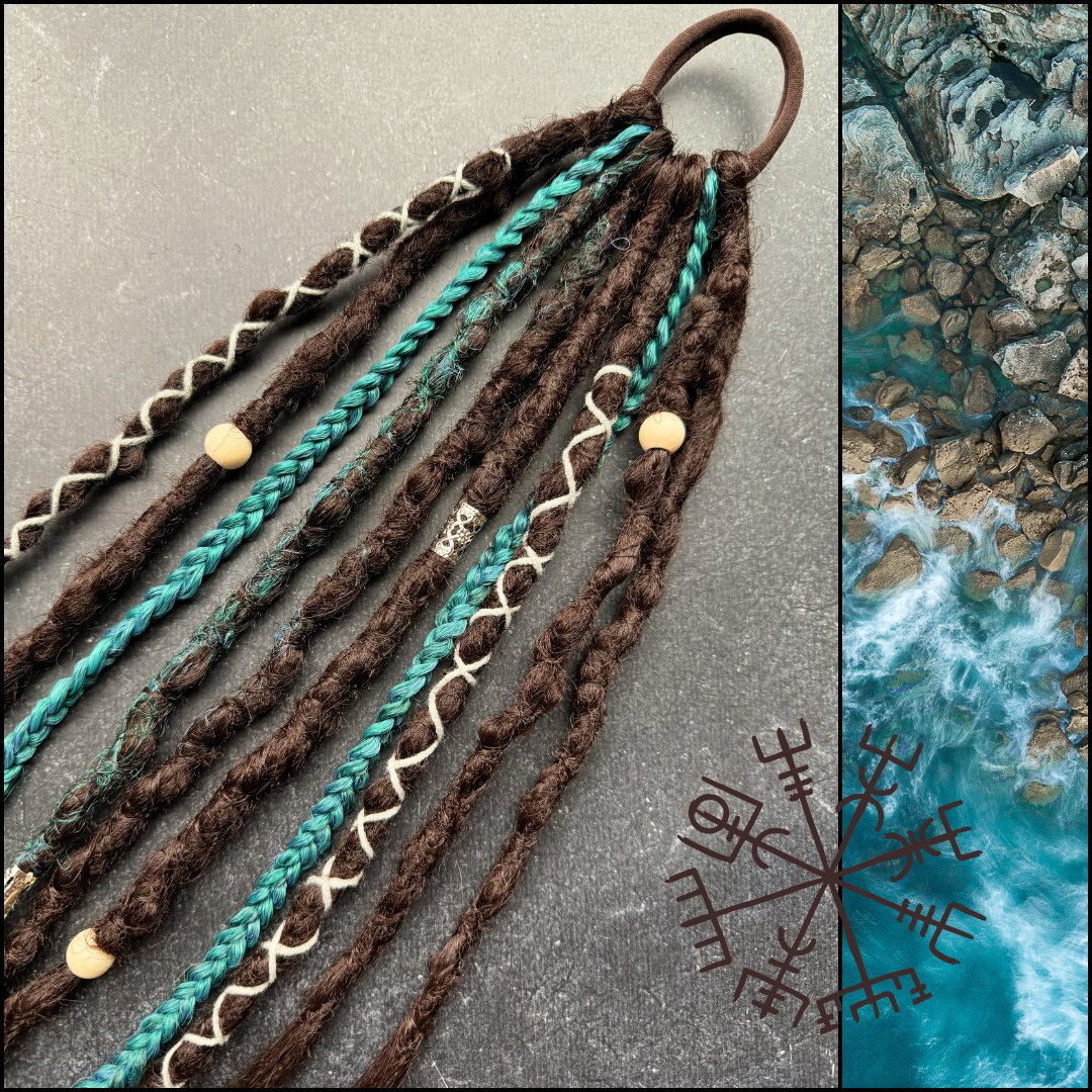 Dreads on elasticband Turquoise azure blue|Dreadlocks Synthetic Fairy Charms Braids|Blue extensions colorful crochet handmade