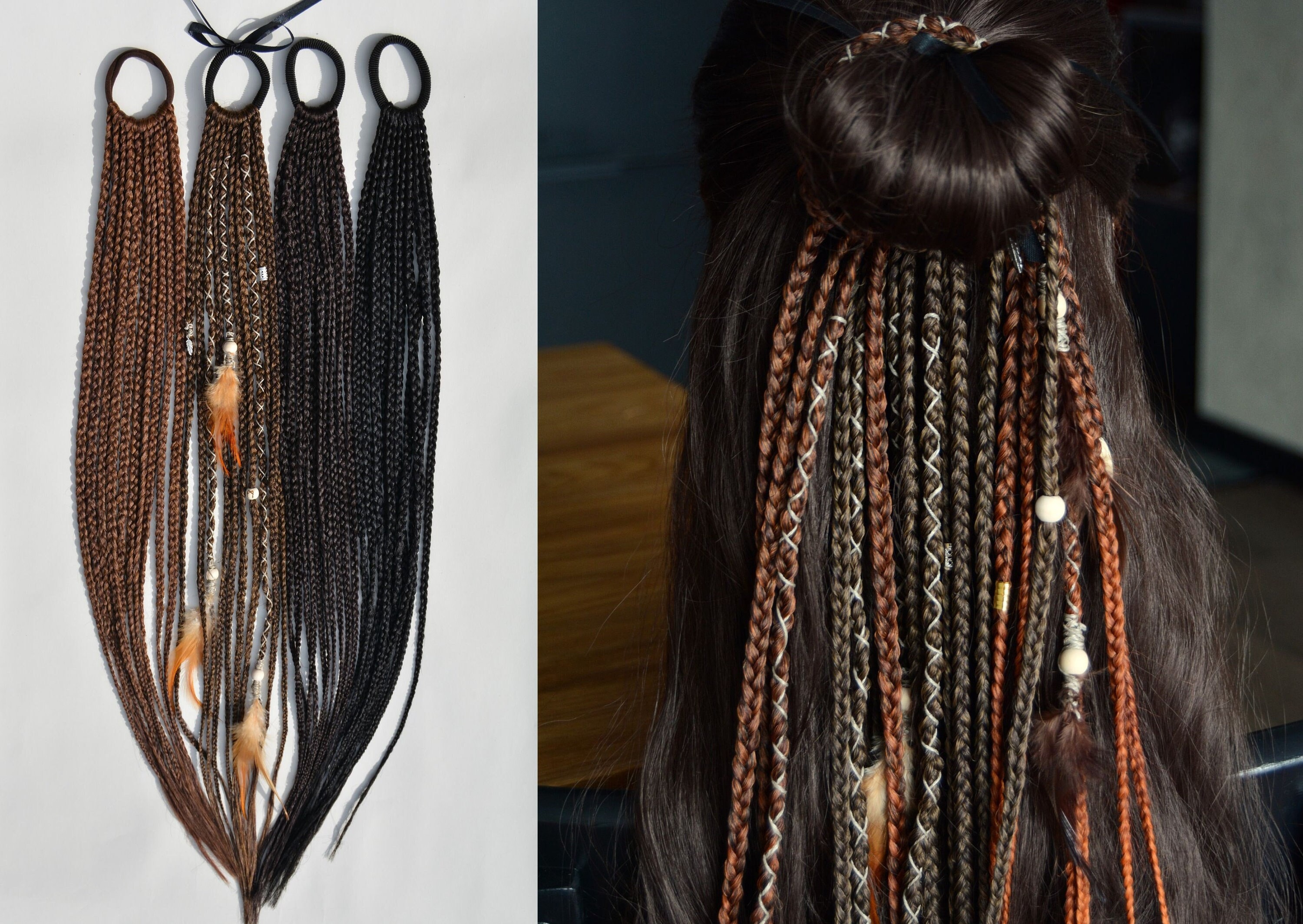 Garden Lover SE or DE Smooth Braids Extensions Synthetic Dreads Partial or  Full Sets Brown Green Mint Dark Green Gold Dreads Rasta 