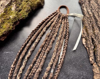 Dreads on hairband Boho Native | Crochet Dreadlocks | Synthetic set | Natural color Brown bronze natural witchy forest hair extension