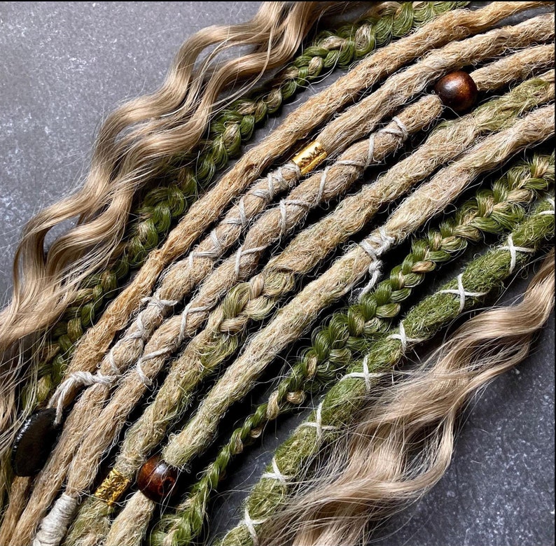 String Dreadlocks Dreads on Hairband |crochet Dreadlocks Blonde Green Afrocurls Forest ...