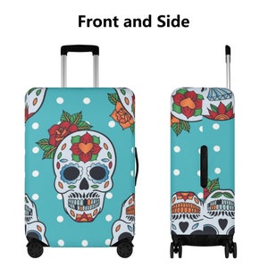 Calaveras Schädel-Gepäckabdeckung, mexikanischer Schädel-Gepäckanhänger, Zuckerschädel-Gepäckabdeckung, Zuckerschädel-Kofferabdeckung, Zuckerschädel-Mädchengepäck