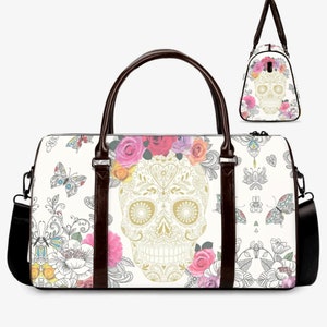 Cinco de mayo skull Carry on Weekender Overnight Bag, cinco de mayo skull Carry On Bag, sugar skull weekender bags, day of the dead Vacation