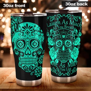 Tazza con teschio per il dia de los muertos, bicchiere con teschio messicano, boccale da birra con ragazza con teschio di zucchero, boccale da birra con ragazza con teschio di zucchero, congelatore con teschio floreale, tazza con teschio