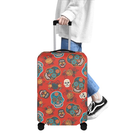 Sugar Skull Luggage Cover Sugar Skull Girl Suitcase Floral Skull Suitcase Protector Mexican Skull Suitcase Tag Sugar Skull Luggage Cover Etsy UK