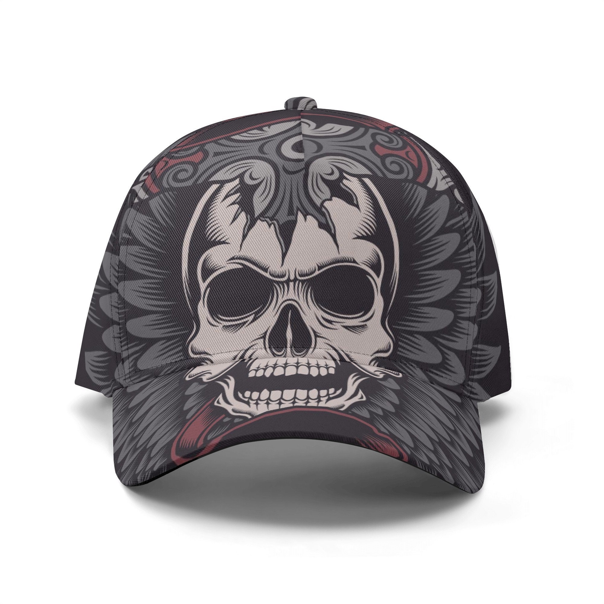 Death Skull Cap for Men, Goth Baseball Cap, Flame Skull Baseball