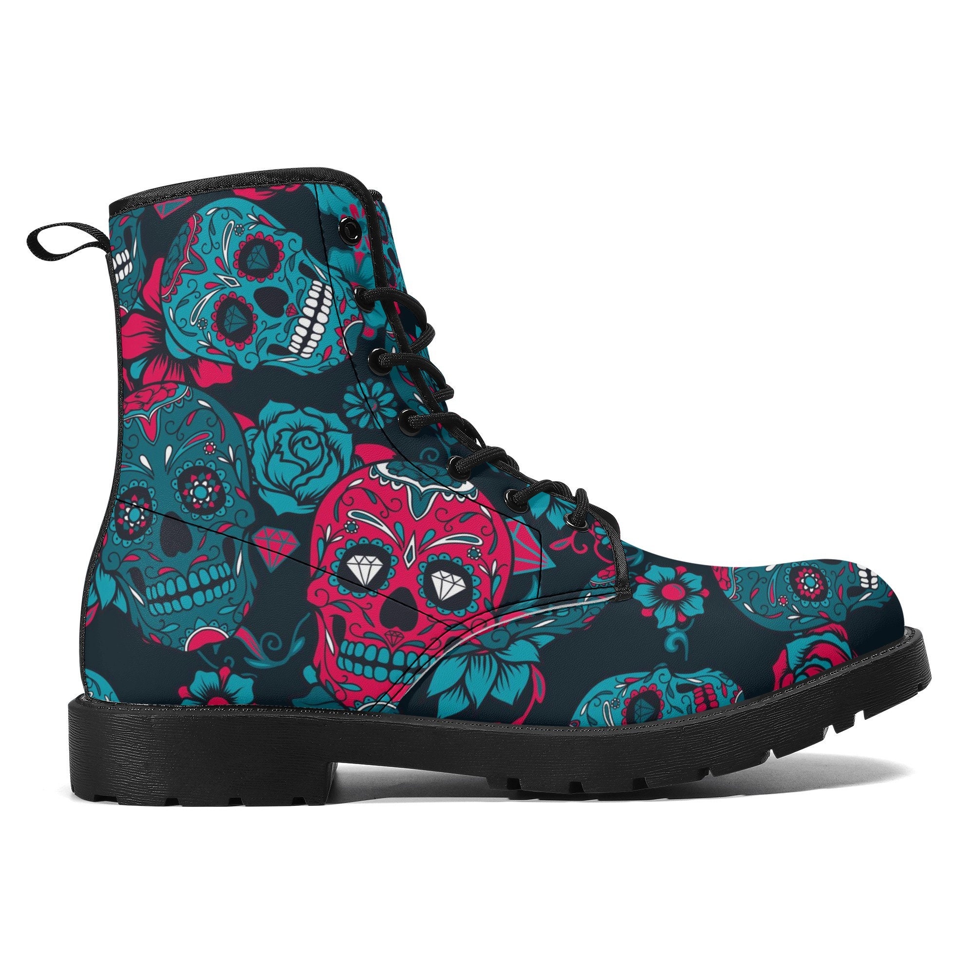 Pink Sugar Skull Floral Men's Boots