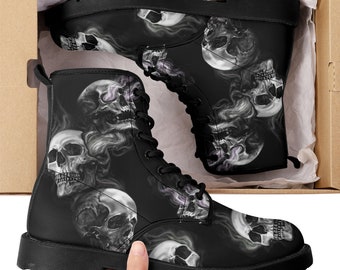 Element Black Skull-Embellished Motorcycle Boots Xelement Skull & Crossbones Winged Skull Motorcycle Boots - Etsy main image 3