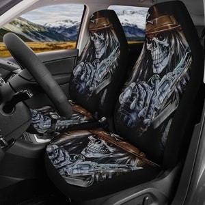 Grim reaper skull Car Seat Cover mat, Skeleton seat cover mat skeleton car seat cover, Halloween evil skull seat protector cover mat for car