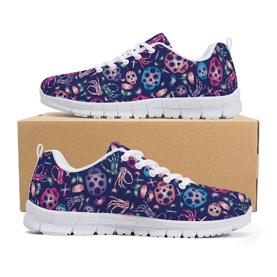 Skeleton Skull Casual Shoes, Candy Skull Jogging Shoes, Sugar