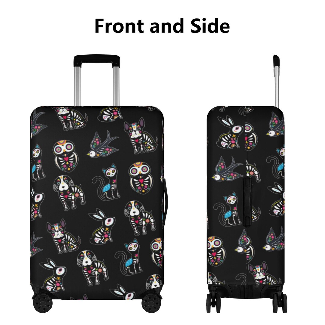 Floral Rose Sugar Skull Skeleton Girly Pattern Print Luggage Cover Protector