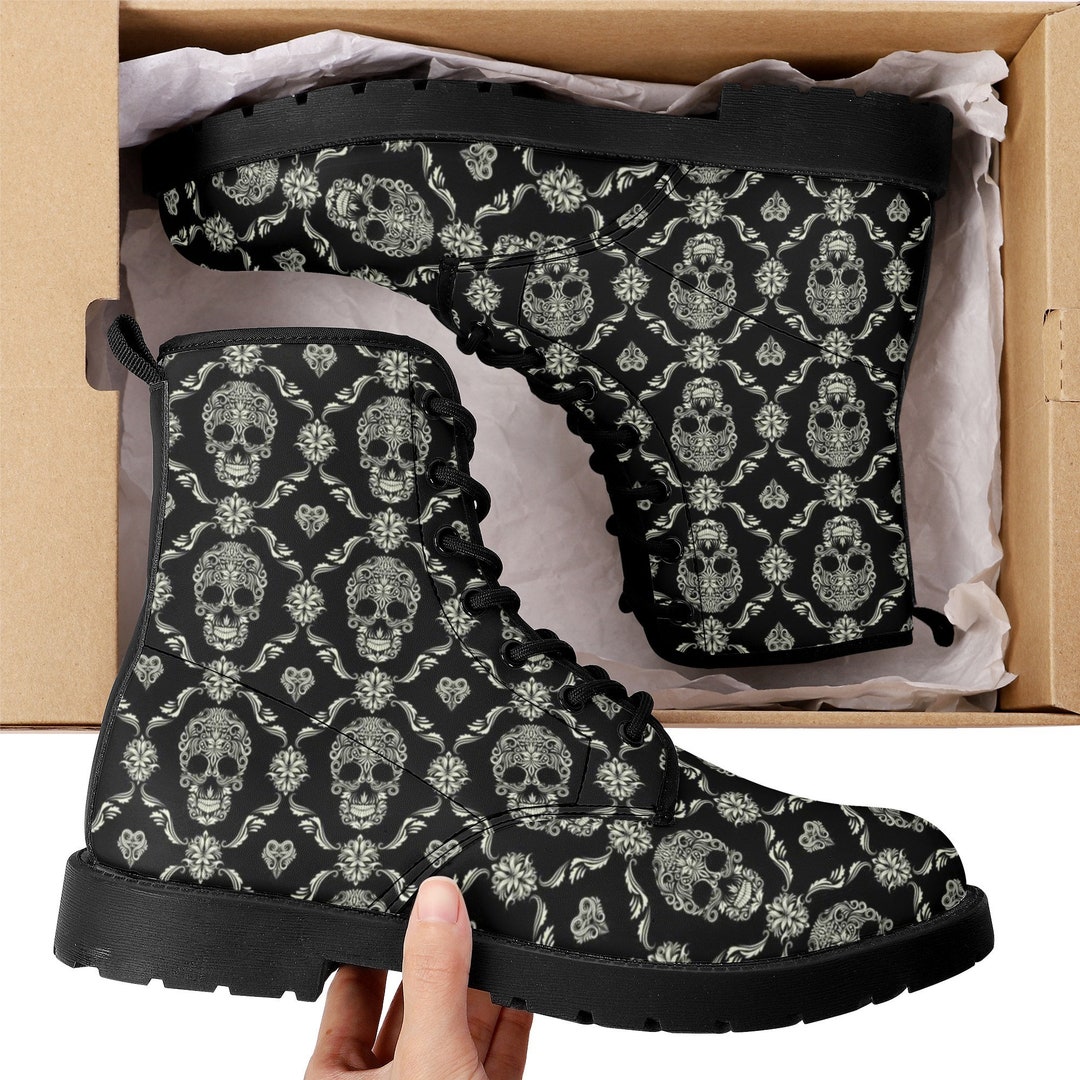 Mexican Skull Boots, Candy Skull Men Women Shoes, Sugar Skull Girl ...