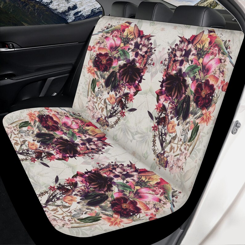 Red Rose Skull Pet Car Seat Cover