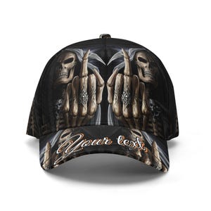 Chicken Noodles Flat Brim Hats For Men - Gothic Style Skull Hat Leather Pattern - Hip-Hop Snapback Hat Skeleton Hats For Men, 02.skeleton-1, One Size - View #6