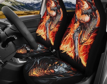 Dragon Skull Car Seat Cover car mat Halloween Gothic seat cover mat protector Grim reaper car seat skull mat skeleton car mat seat protector