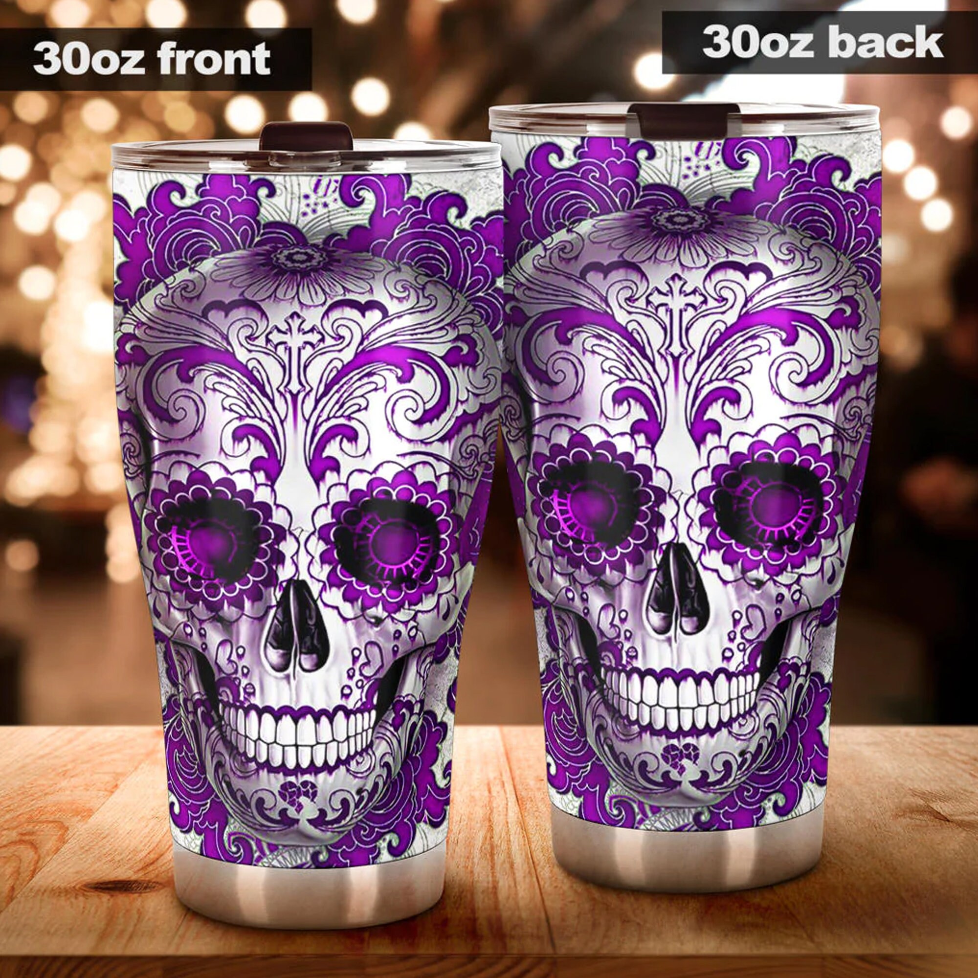 Day of the Dead Tumbler, Sugar Skull Cup Mug Tumbler, Dia De Los