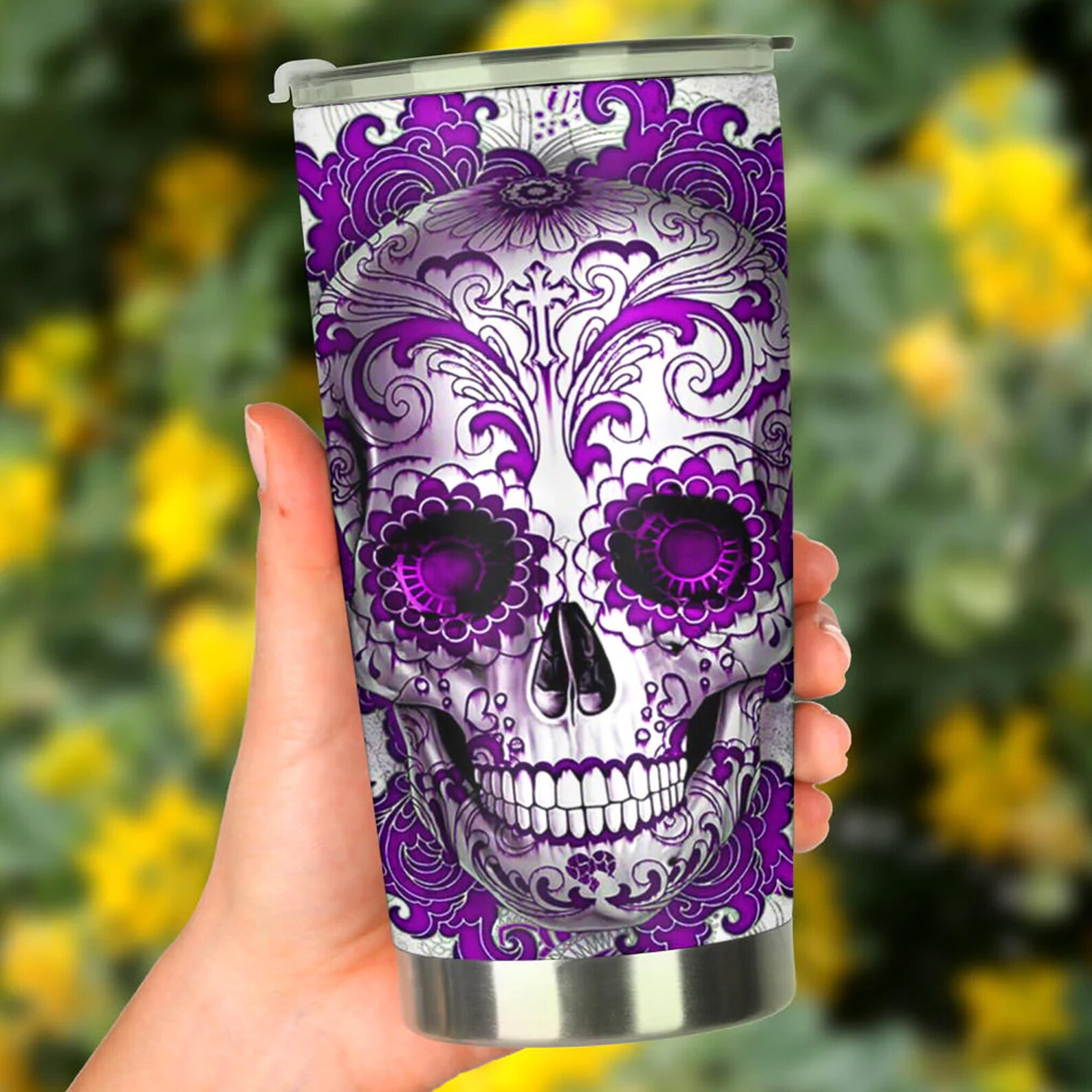 Day of the Dead Tumbler, Sugar Skull Cup Mug Tumbler, Dia De Los ...