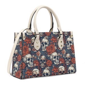 Bolso de viaje con calavera gótica, cartera cosmética de terror oscuro, bolso bandolera con diseño de muerte con guadañas, bolso malvado con bandolera, bolso mensajero gótico, gr