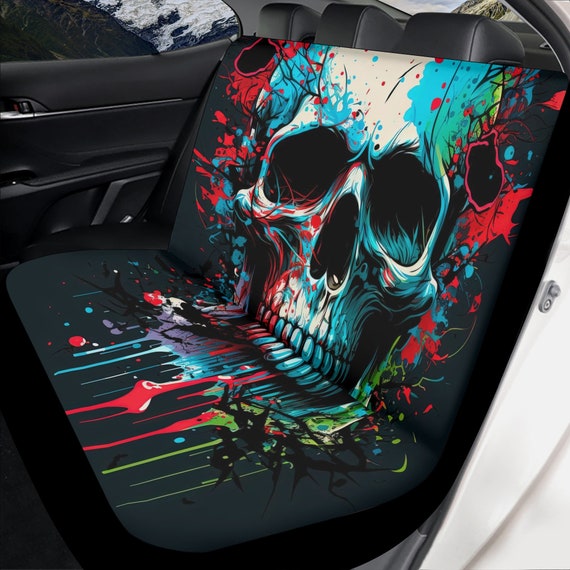Flame Skull Cover Cushion Accessories for Cars, Gothic Skull Car